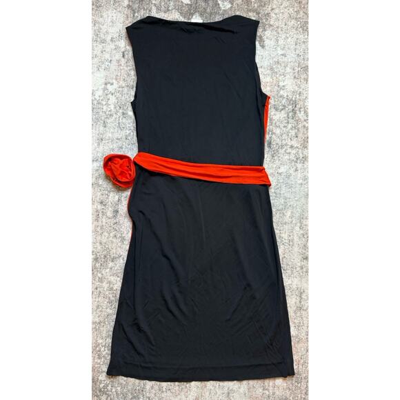 Diane Von Furstenberg Red Sleeveless Sheath Wrap Midi Dress SZ 14 ASO Corblock - Picture 5 of 5